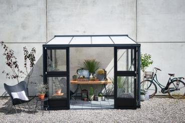 Preview: Gewächshaus Juliana Veranda 6,6 m² Anthrazit Schwarz 3mm Sicherheitsglas